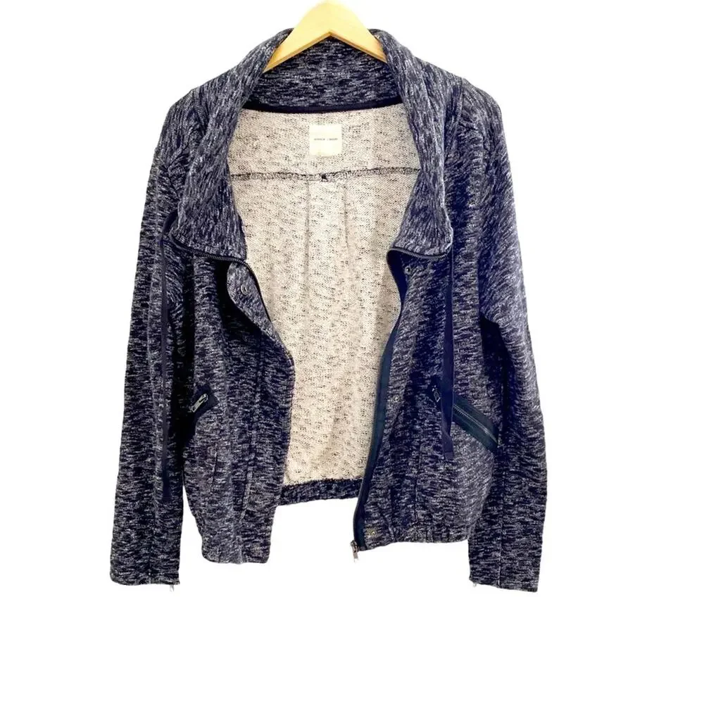 Urban Outfitters Silence + Noise Black,Gray & White Moto Zip Jacket,Size Medium